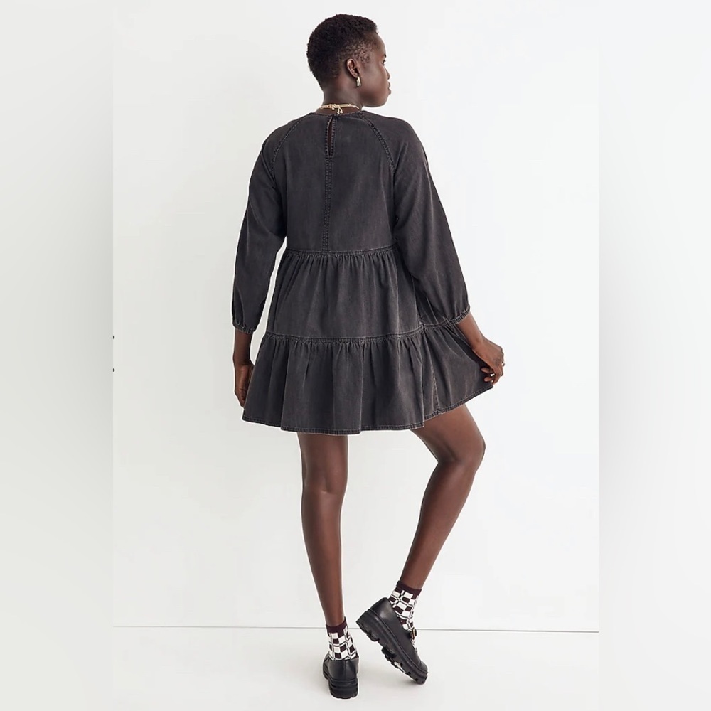 Madewell Denim Raglan-Sleeve Denim Dress in Lunar Wash Size Small NWOT - Picture 4 of 12